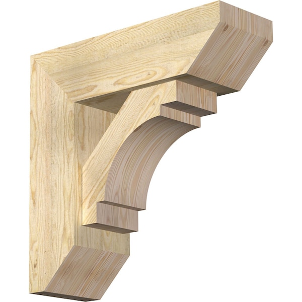 Ekena Millwork Merced Slat Rough Sawn Bracket w/ Offset Brace, Douglas Fir, 8"W x 24"D x 24"H BKT0806X24X24MRC06RDF - main